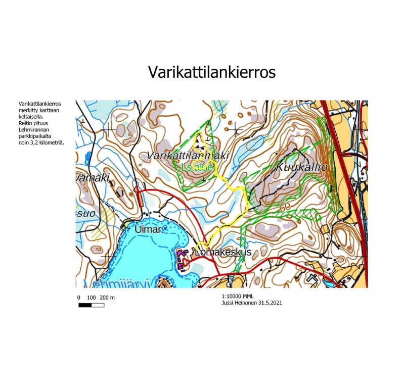 Varikattilankierros -luontopolun kartta.